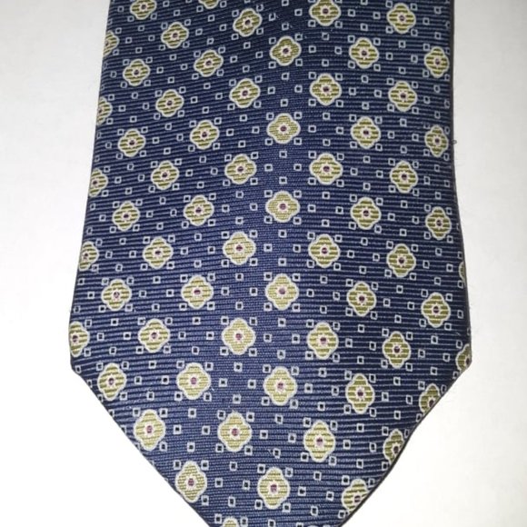 VINTAGE CHAPS BY RALPH LAUREN 100% SILK NECKTIE - CLASSIC GEOMETRIC PATTERN - Picture 1 of 3